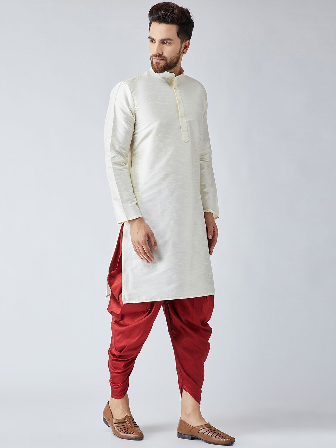 [Available] Off-White and Red Kurta with Harem Pants
