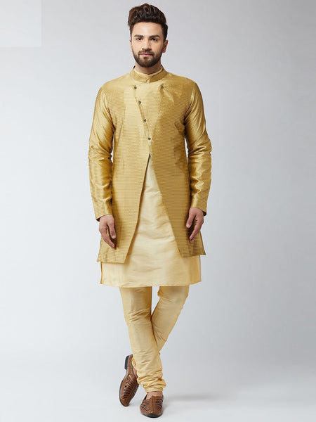 [Available] Gold Sherwani Set with Royal Coat