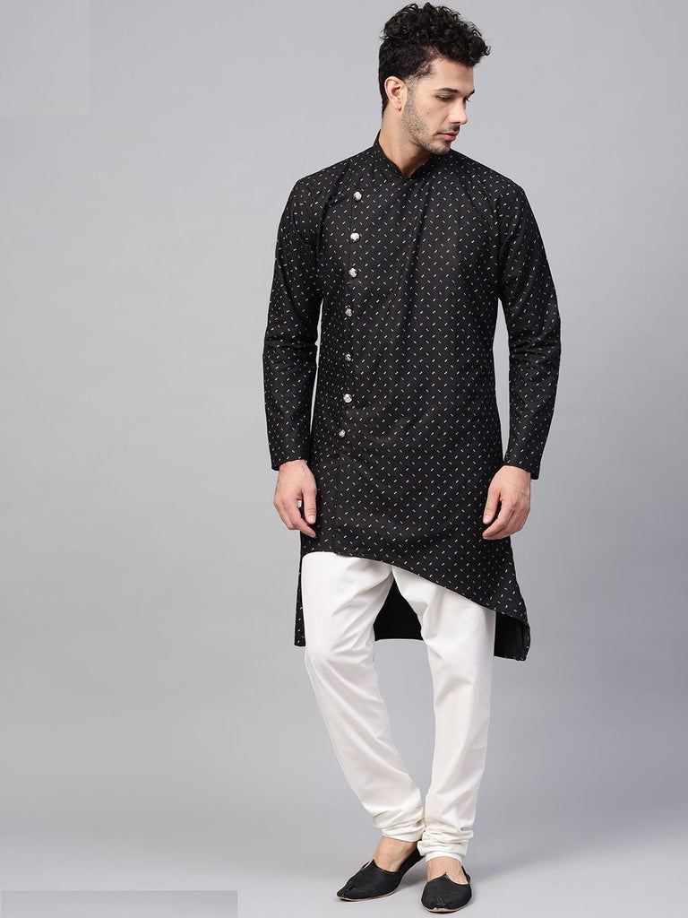 PS Men Adil Off White Colour Embroidered Kurta with Jogger Pants