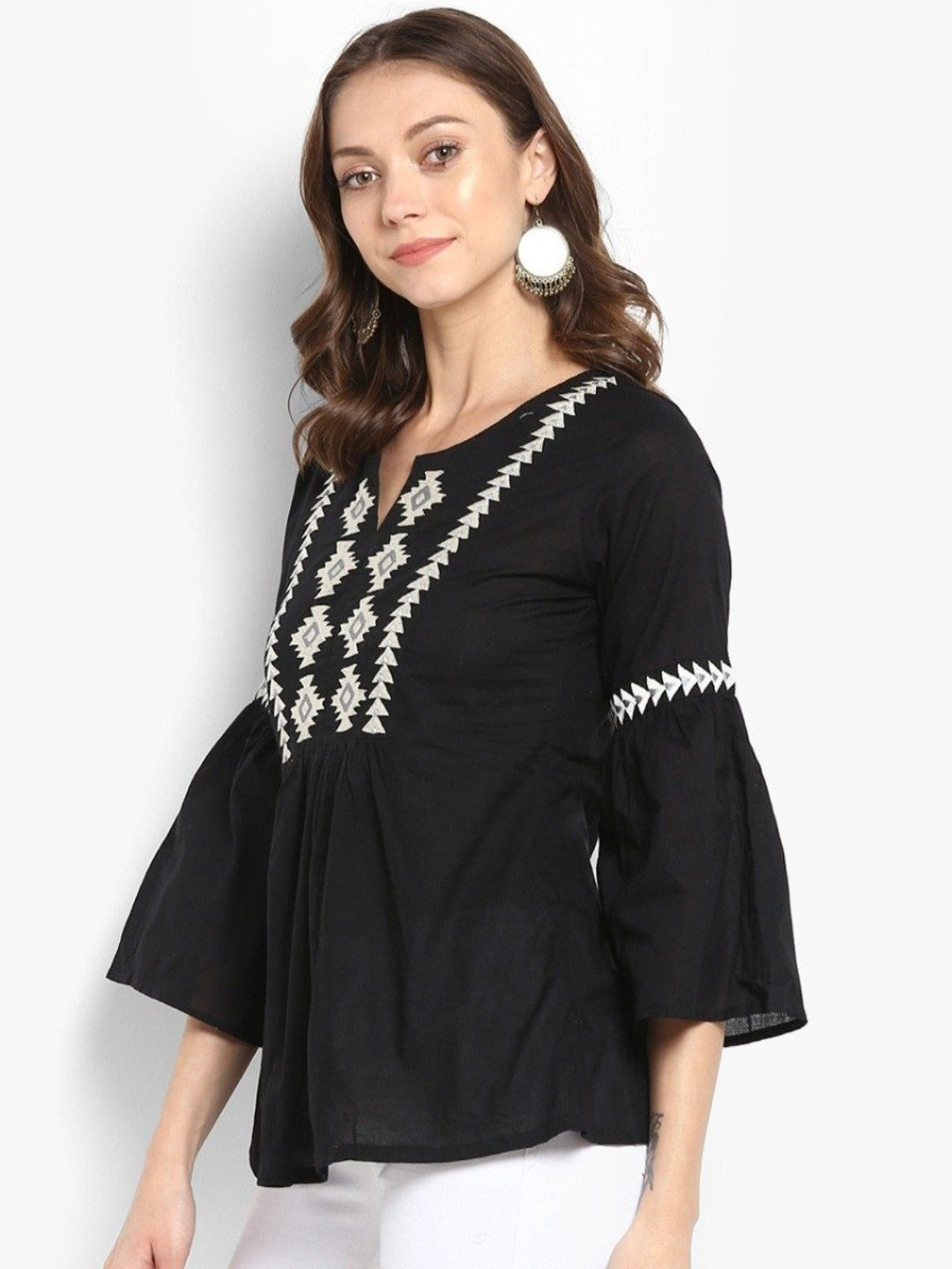 [Available] Black-White Bell Sleeve Kurti