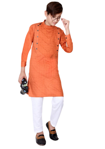 Boys Orange Designer Kurta Set [Pre-Order]