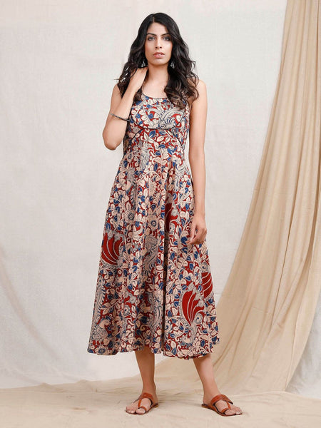 [Available] Red Blocked Printed Premium Dress