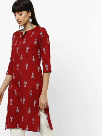 [Available] Red Kurta with Digital Prints