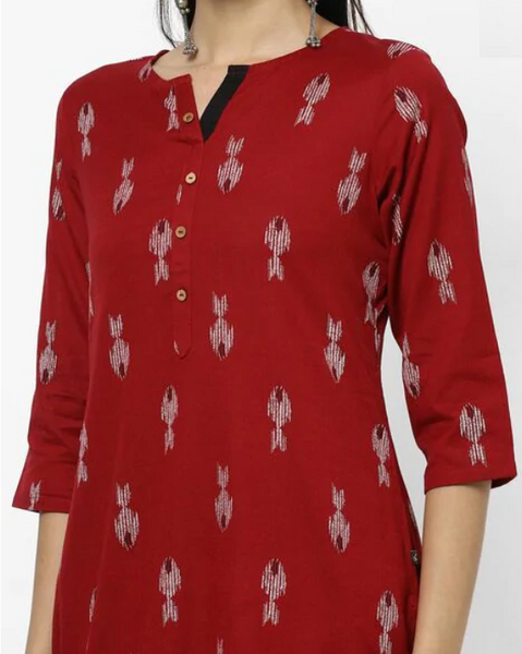 [Available] Red Kurta with Digital Prints