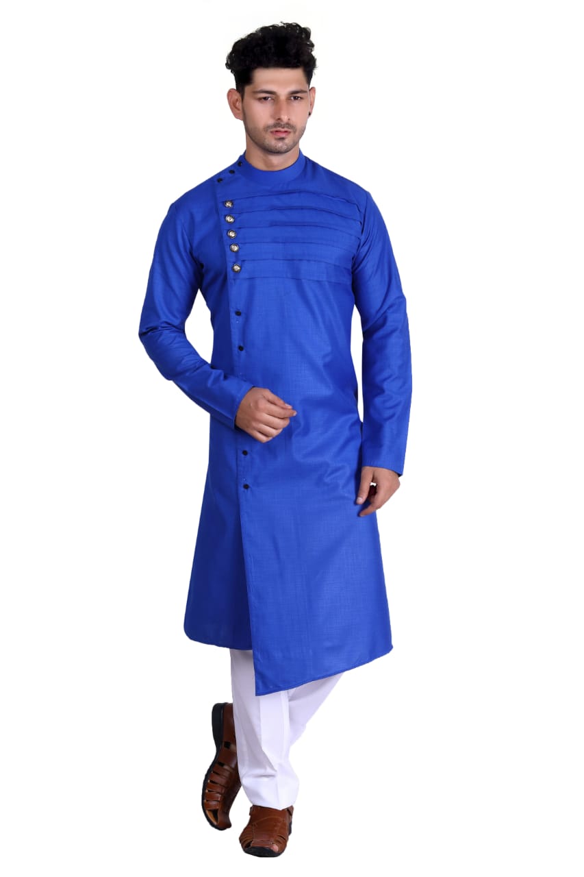 Man Designer Long Blue Kurta [Pre-Order]