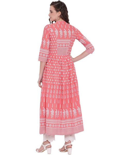 [Available] Pink Printed Flared Kurta [sizes: up to 6XL]