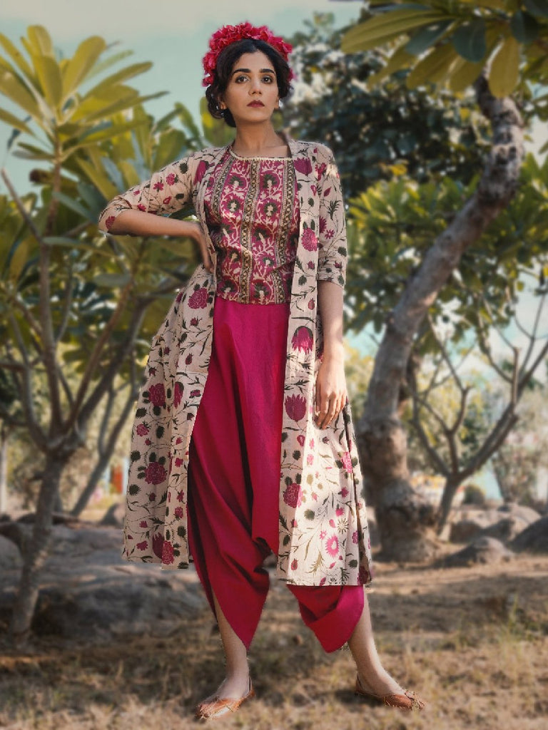 Playful Dandelion Hand Embroidered Dhoti Pant with Top   weddingasiaonlineshop