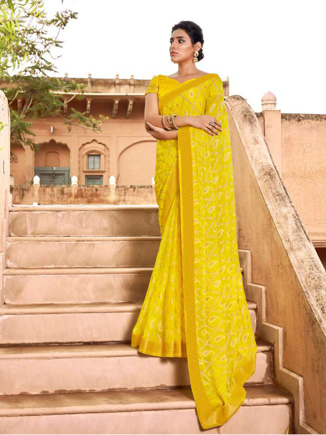 Shaded Metallic Mustard Designer Embroidered Silk Party Wear Saree |  Saira's Boutique