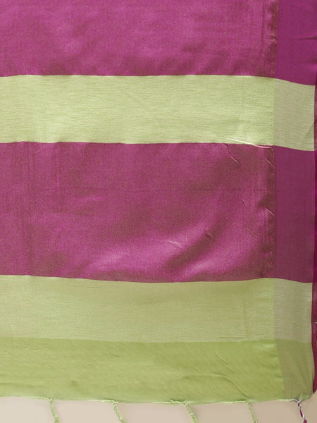 Light Green & Pink Solid Border Saree [PreOrder]