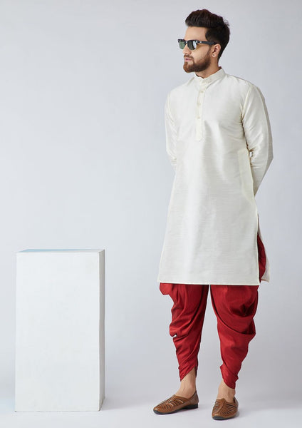 [Available] Off-White and Red Kurta with Harem Pants