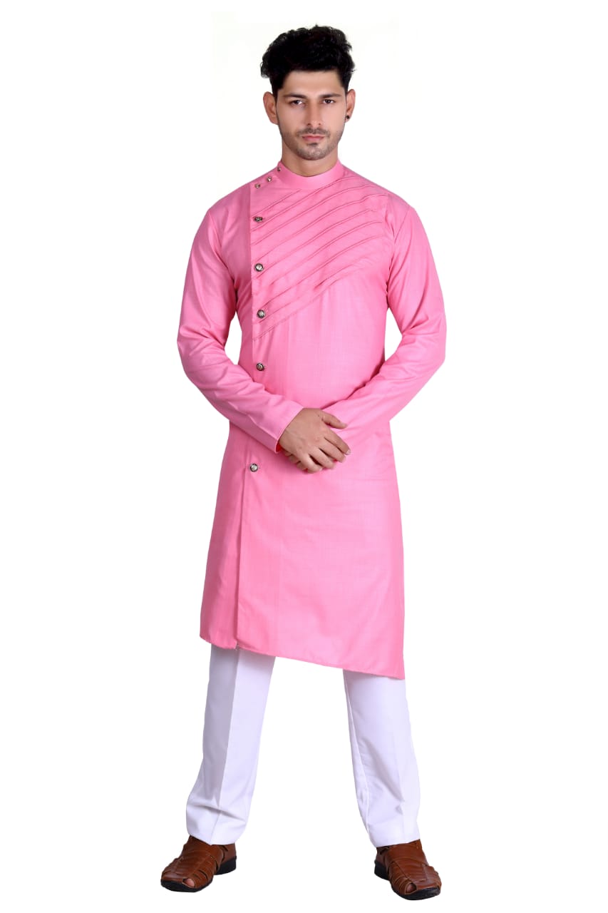 Man Designer Long Pink Kurta [Pre-Order]