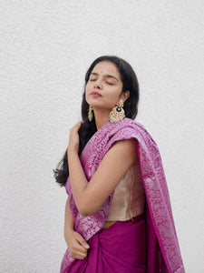 Summer Collection_Pink Saree with Silver Print Border [SoldOut]