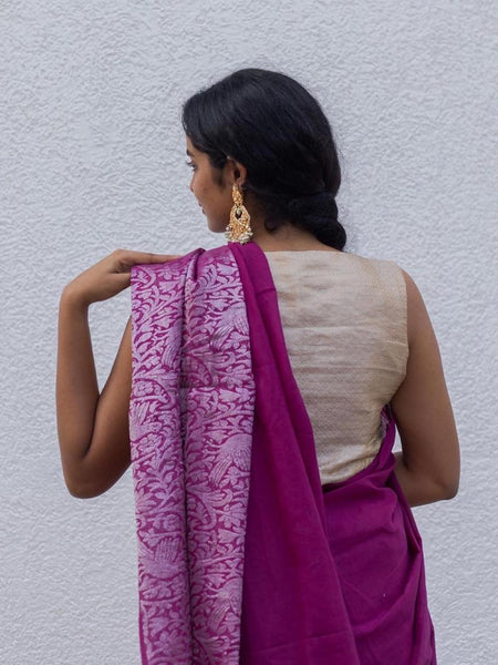 Summer Collection_Pink Saree with Silver Print Border [SoldOut]