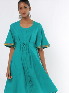 [Available] Turquoise Kurta with flared sleeves and drawstring
