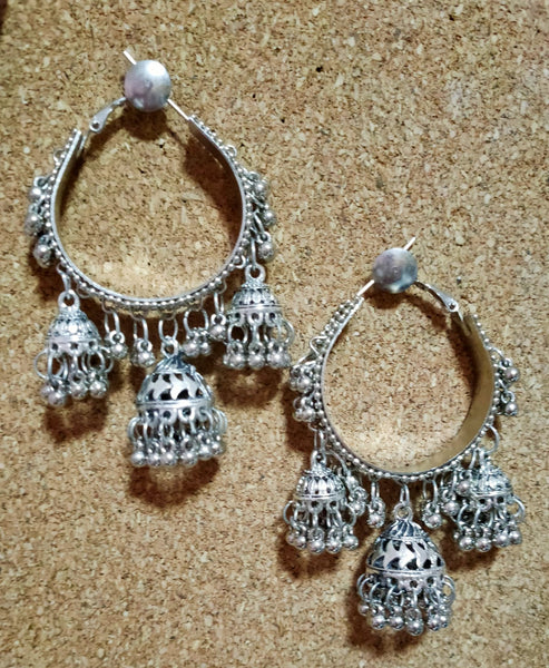 Earrings - Dangling Silver with Hoop [SoldOut]