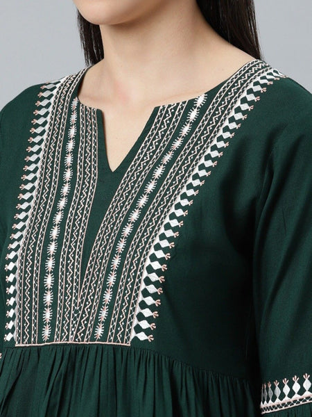 [Available] Green-White Bell Sleeve Kurti