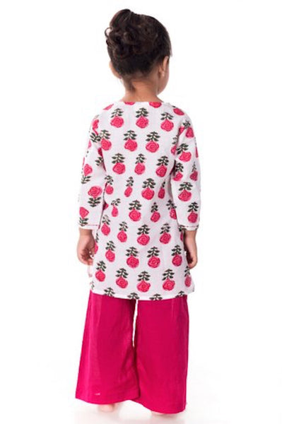 Girls Printed Kurta Top with Pink Palazzo Pants [Size 3-4 yrs]