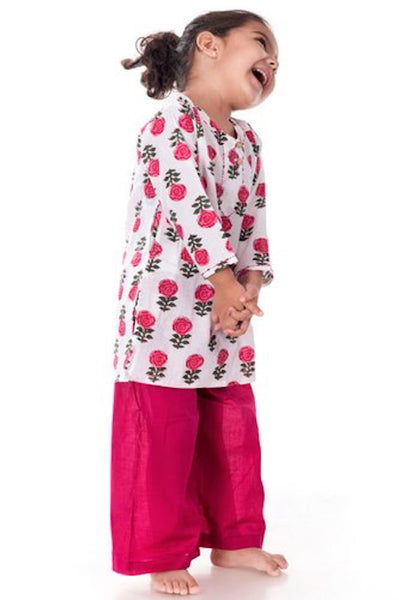 Girls Printed Kurta Top with Pink Palazzo Pants [Size 3-4 yrs]