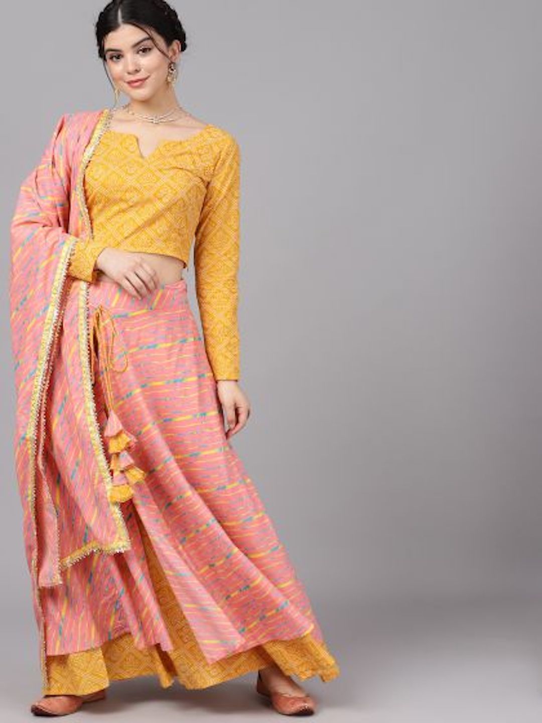 Yellow & Pink Rajasthan Lehenga with Dupatta [PreOrder]