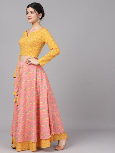 Yellow & Pink Rajasthan Lehenga with Dupatta [PreOrder]